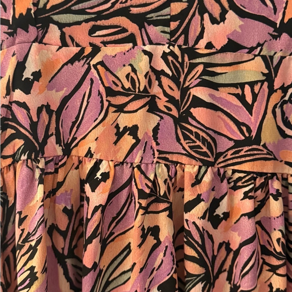 Molly Bracken Palm Print Maxi Dress Pink Tropical V Neck Boho Resort Dress NWOT - Picture 12 of 14